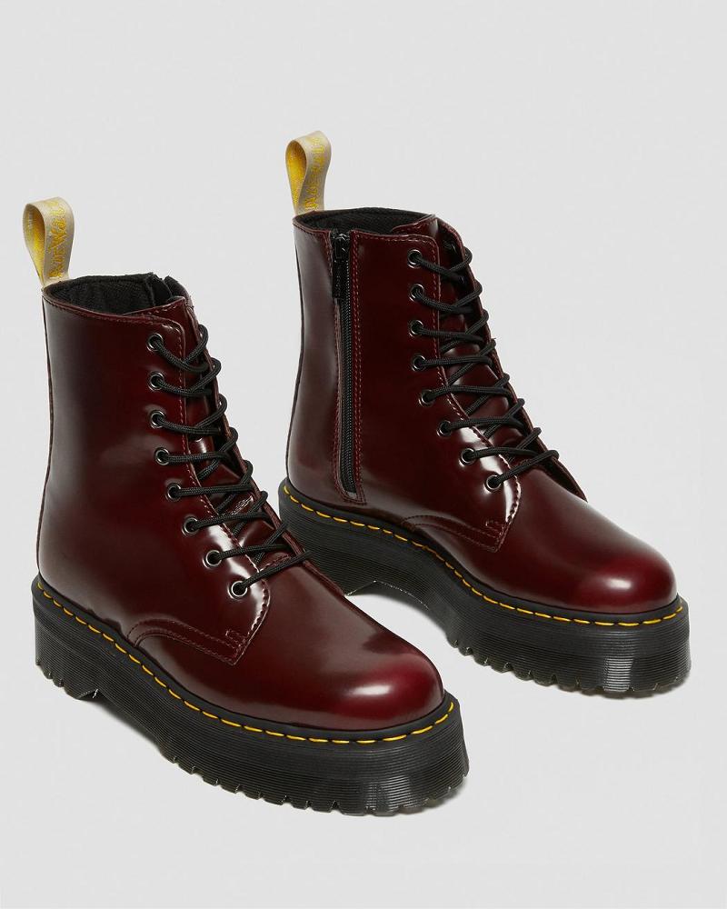 Botas Plataforma Dr Martens Vegan Jadon II Hombre Rosas Rojos | MX 246QMA